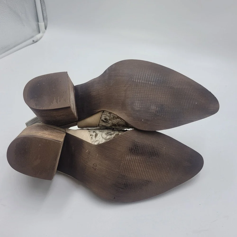 Chocolat Blu Anita Women Laser Cut Calf Hair Slingback Block‎ Heel Mules Size 37